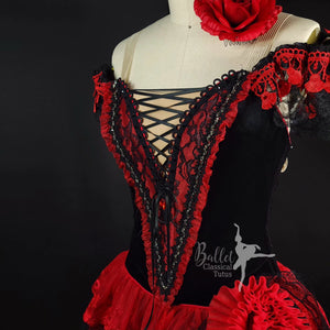 Kitri Act I Red & Black Tiered Spanish Costume