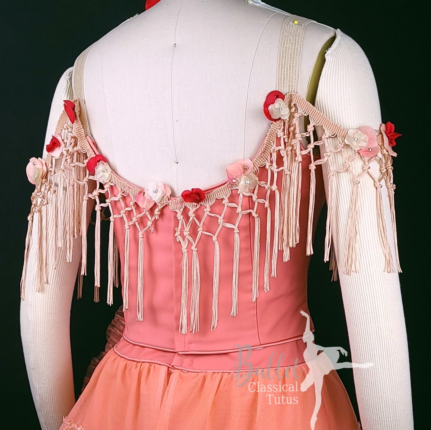 Kitri Act I Spanish Costume in Coral with Fringe