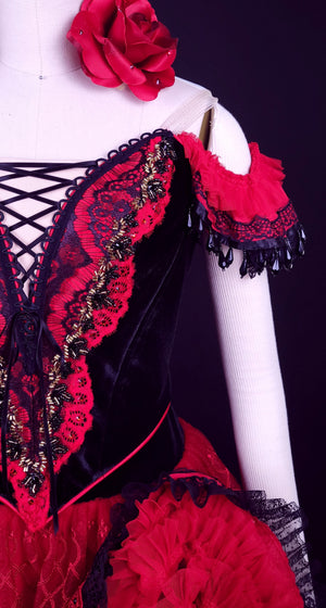 Kitri Act I Black & Red Spanish Costume