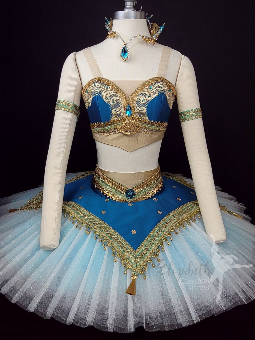 Le Corsaire Odalisque Teal & Gold Tassel Pleated Tutu