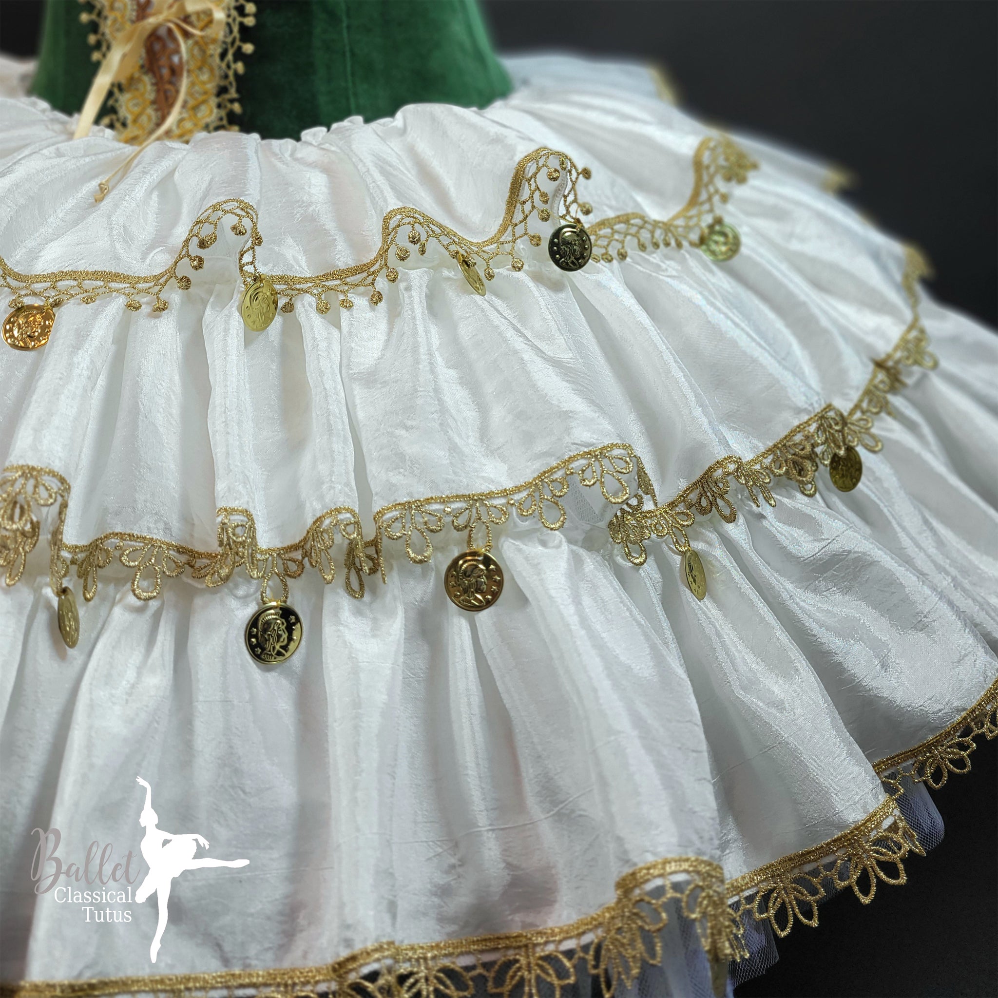 Esmeralda Professional 3 Tier Ivory & Emerald Ballet Tutu