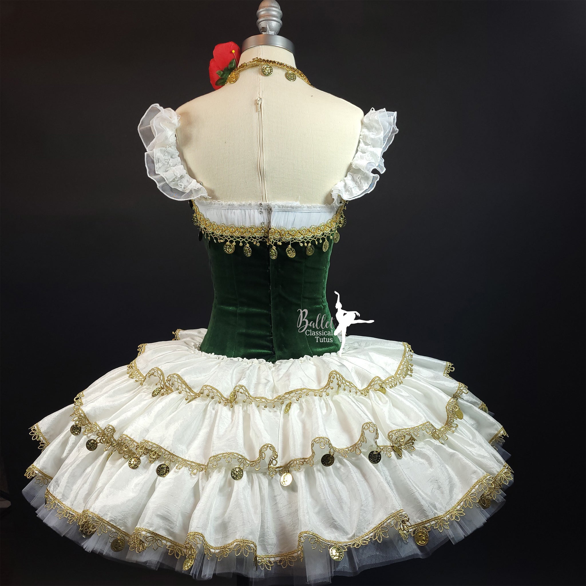 Esmeralda Professional 3 Tier Ivory & Emerald Ballet Tutu