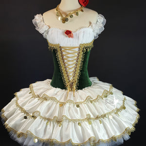 Esmeralda Professional 3 Tier Ivory & Emerald Ballet Tutu