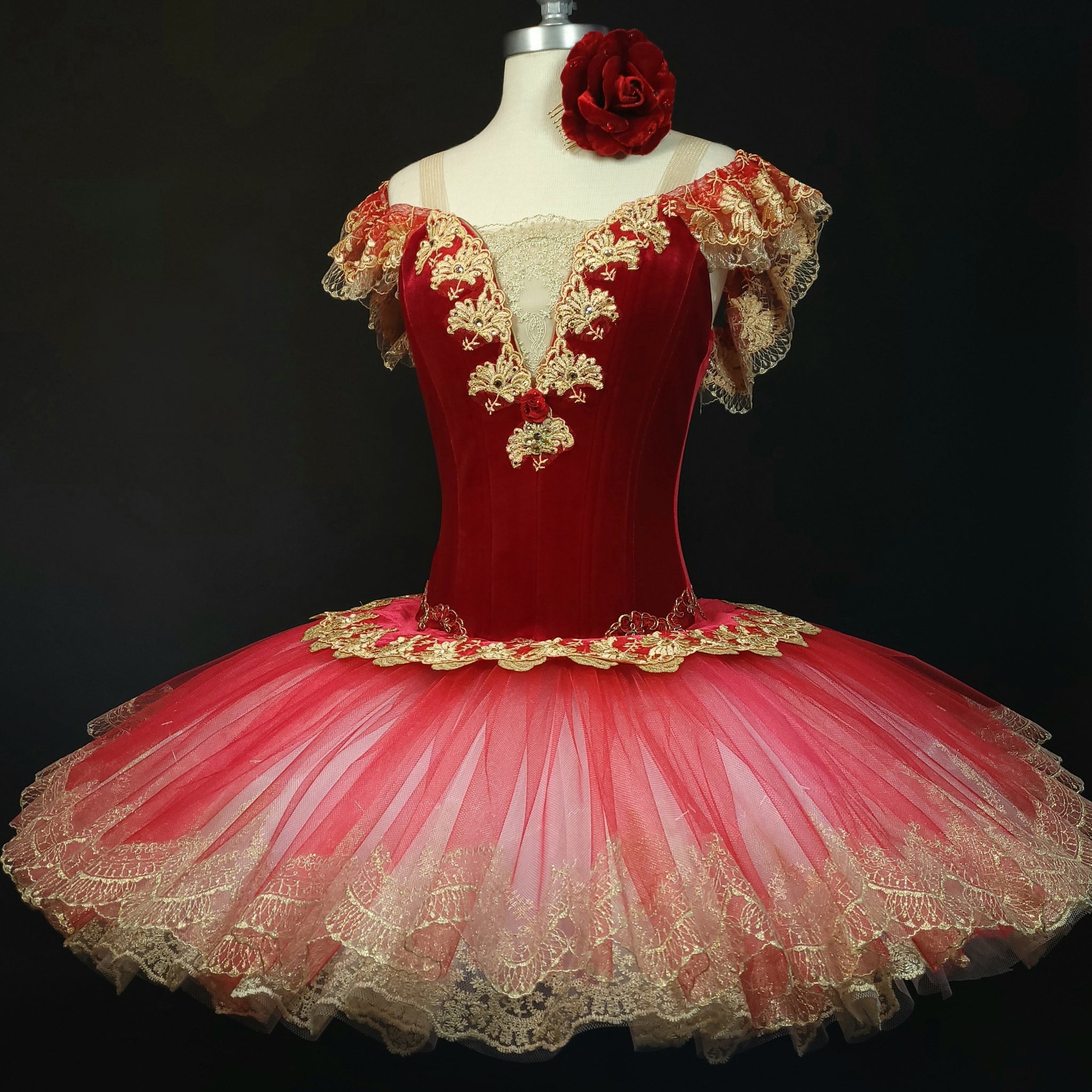 Scarlet Red & Gold Paquita Professional Tutu – Classical Tutus