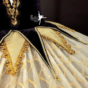 Gold & Black Harlequinade Professional Pleated Tutu