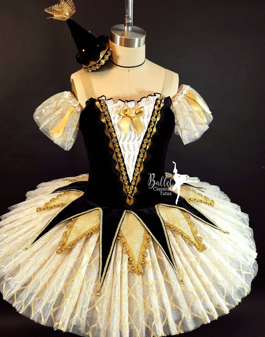 Gold & Black Harlequinade Professional Pleated Tutu